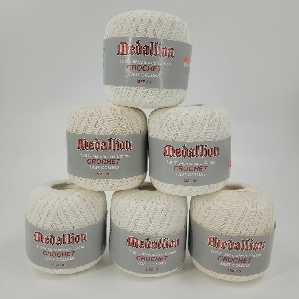 Medallion Crochet Thread White 3 Ply 100% Mercerized Cotton Size 7 400 Yards NEW